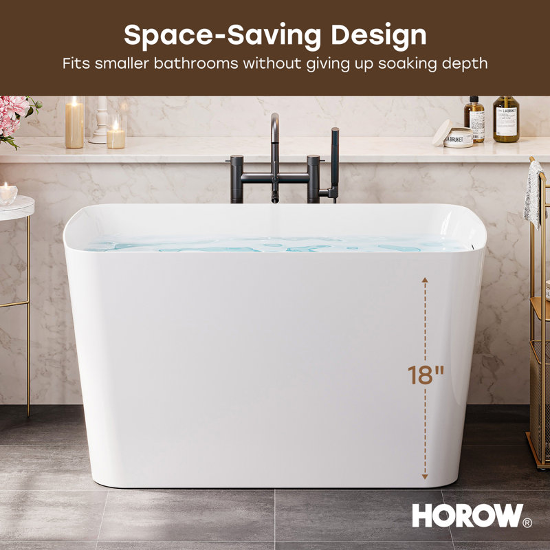 HOROW Selene 47'' x 27'' Freestanding Soaking Acrylic Bathtub with